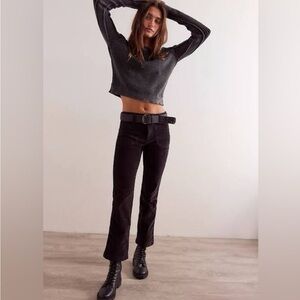 NWT FREE PEOPLE High Time Velvet Kick Flare Pants In Black MSRP $78 Size 6